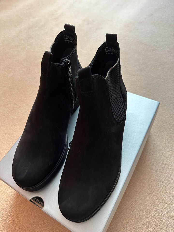 Schwarze Damen Nubuk-Leder-Stiefeletten Marke "Gabor" Gr. 6,5 NEU in Duisburg