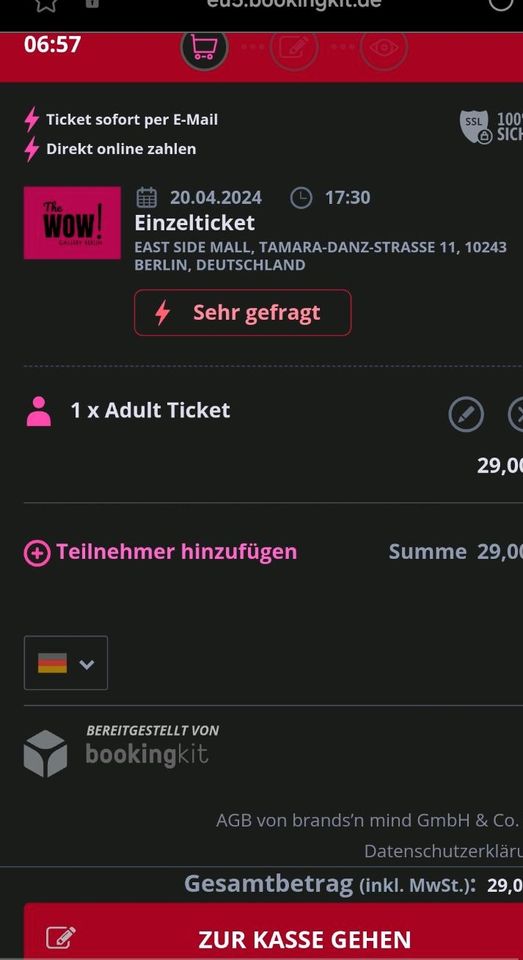 The Wow Ticket - 1 x Eintritt frei und 1x 20% BERLIN in Bochum