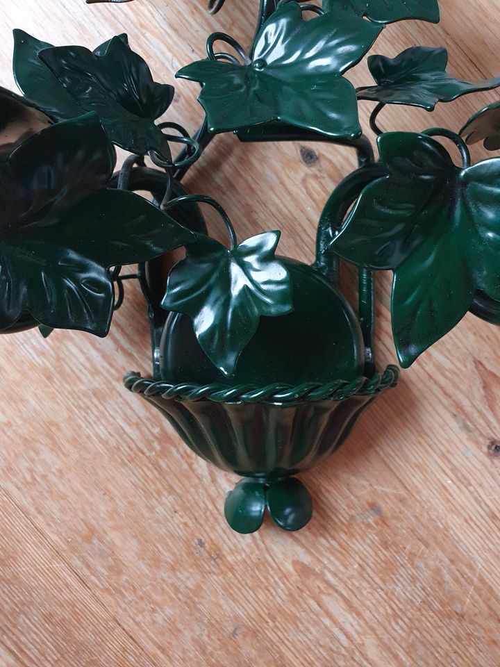 Metall Efeu Blätter Wandlampe Wandleuchte grün Vintage in Halfing