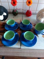 4 Kaffeetassen mit Unterteller  ** Blau grün ** Niedersachsen - Bokel Vorschau