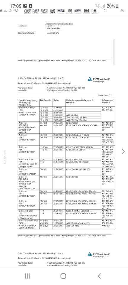 Alufelgen Mercedes A, B, C, CLA, E Klasse Felgen Winterreifen R17 in Wilhelmsthal