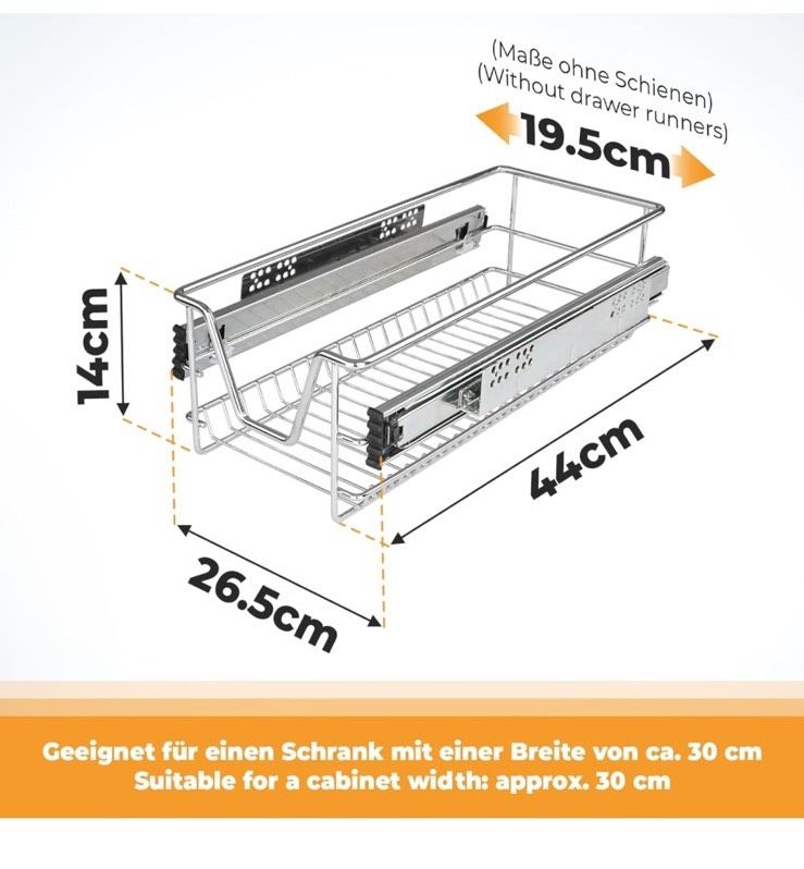 JAGO Teleskopschublade für 30cm Schränke in Hamburg