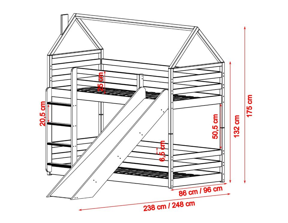 Etagenbett,Hausbett, Spielbett PLAY, 200x90, Holz, TOP!! in Penkun