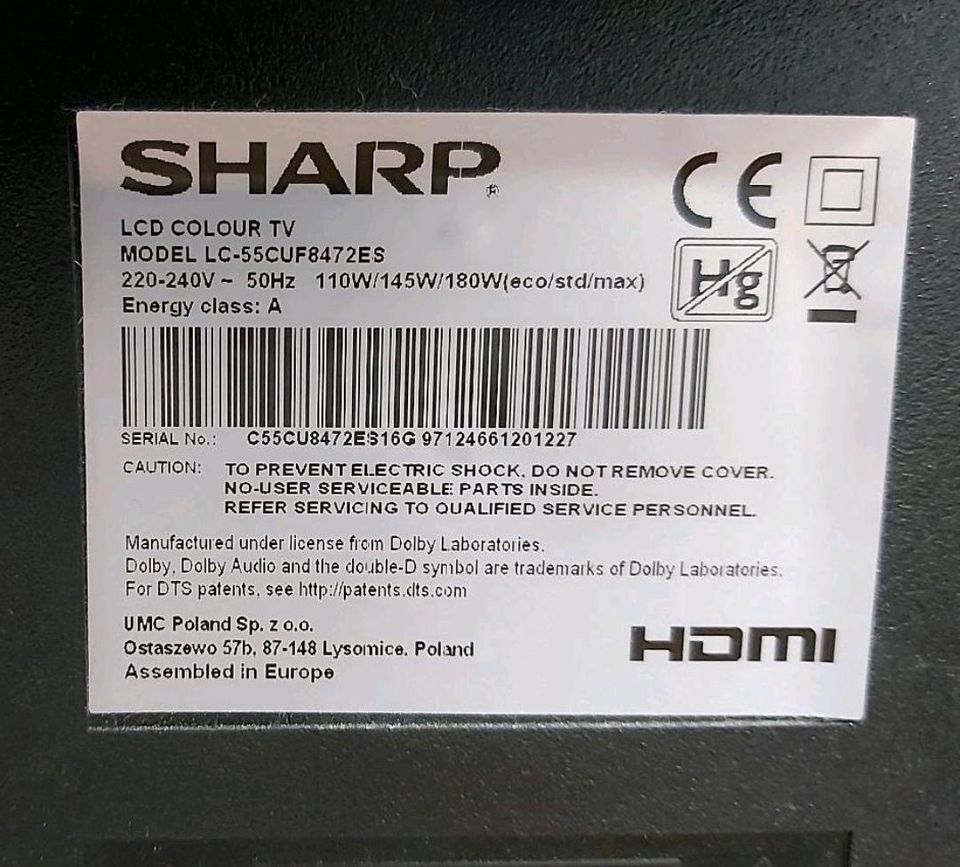 Sharp Smart TV 55 Zoll 4k UHD in Wuppertal