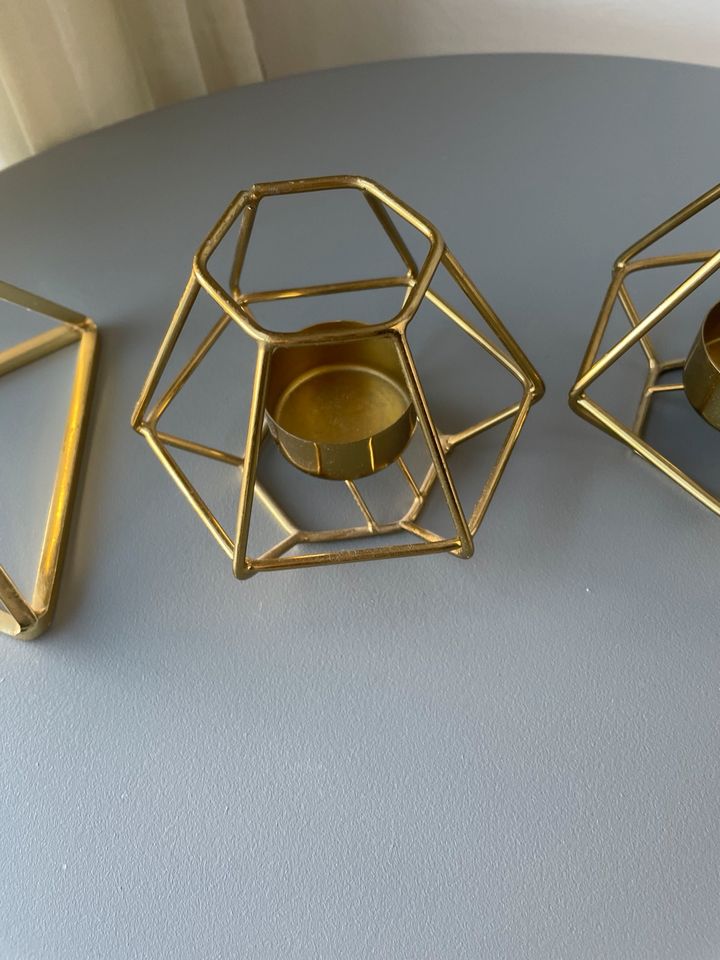 H&M Home Teelichthalter Kerzenständer Gold metall in München