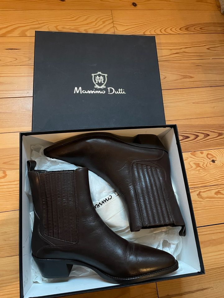 Massimo Dutti-Stiefeletten-Leder-dunkel braun-38 in München