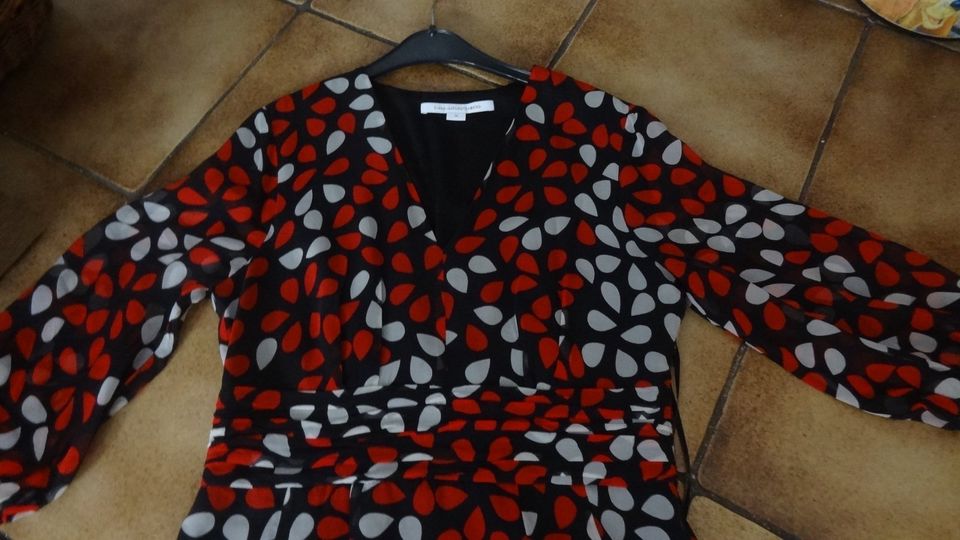 DIANE  FURSTENBERG   Seidenkleid   Schwarz-Rot -Weiß  Gr. 40  NEU in Mackenbach