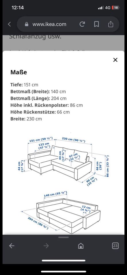 Ikea Frihetten grau Eckbettsofa mit Bettkasten Sofa Couch in Düsseldorf