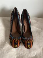 Miu Miu Pumps Gr. 37 Wildleder Braun Orange Blau West - Nied Vorschau
