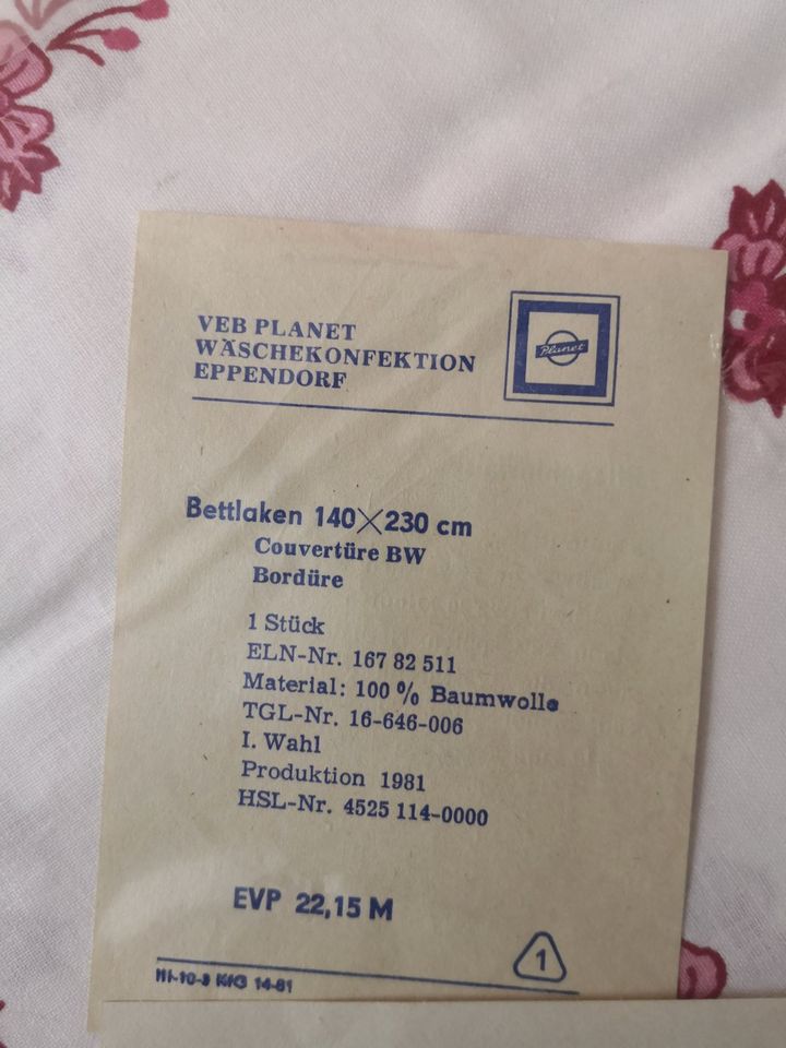 NEU Bettlaken #1 - 1x 140x230cm VEB DDR Blumen in Leipzig
