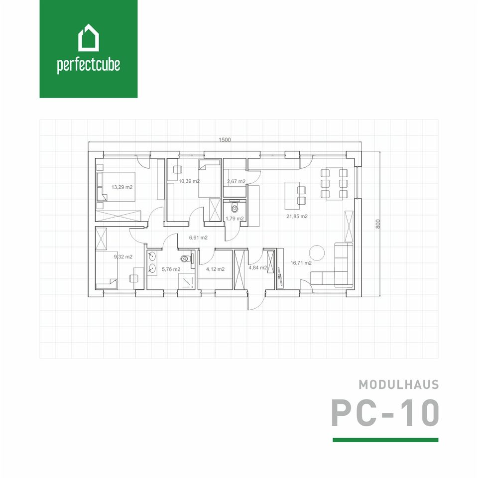 Modulhaus PC 10 von Perfect Cube Innenfläche 97m² Neubauprojekt Fertighaus in Augsburg