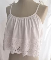 Zara Top Oberteil Croptop Spitze Trägertop weiß creme S 36 München - Au-Haidhausen Vorschau