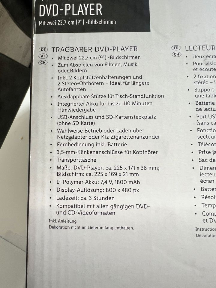 Silvercrest Tragbarer DVD Player Kopfhörer Fernbedienung Neu in Berlin