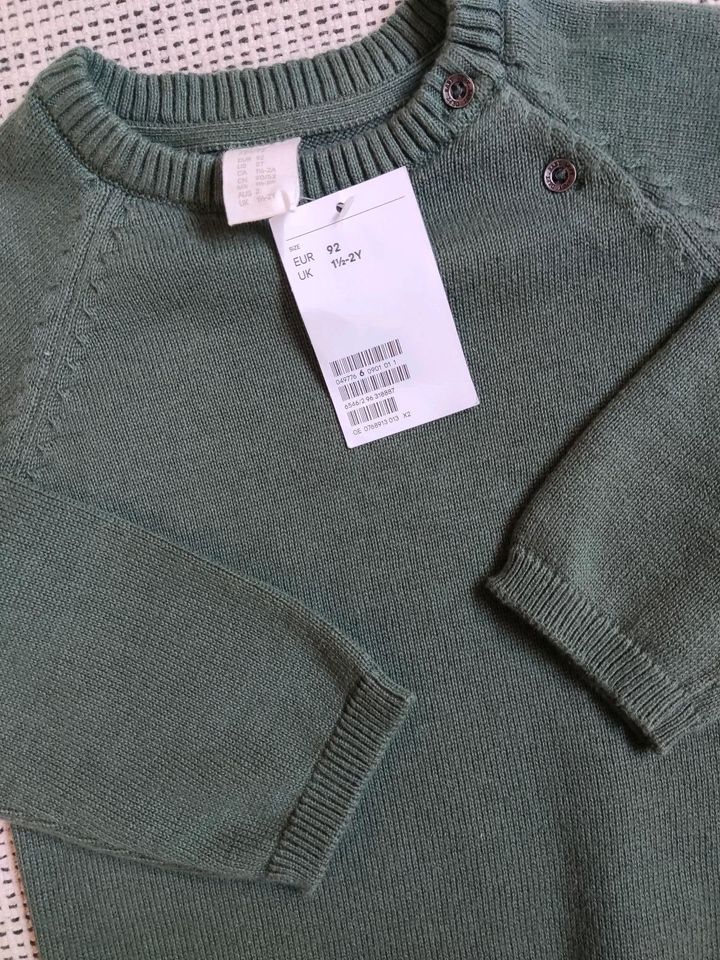 Pullover H&M 92 Pulli aus Baumwolle grün in Mainburg