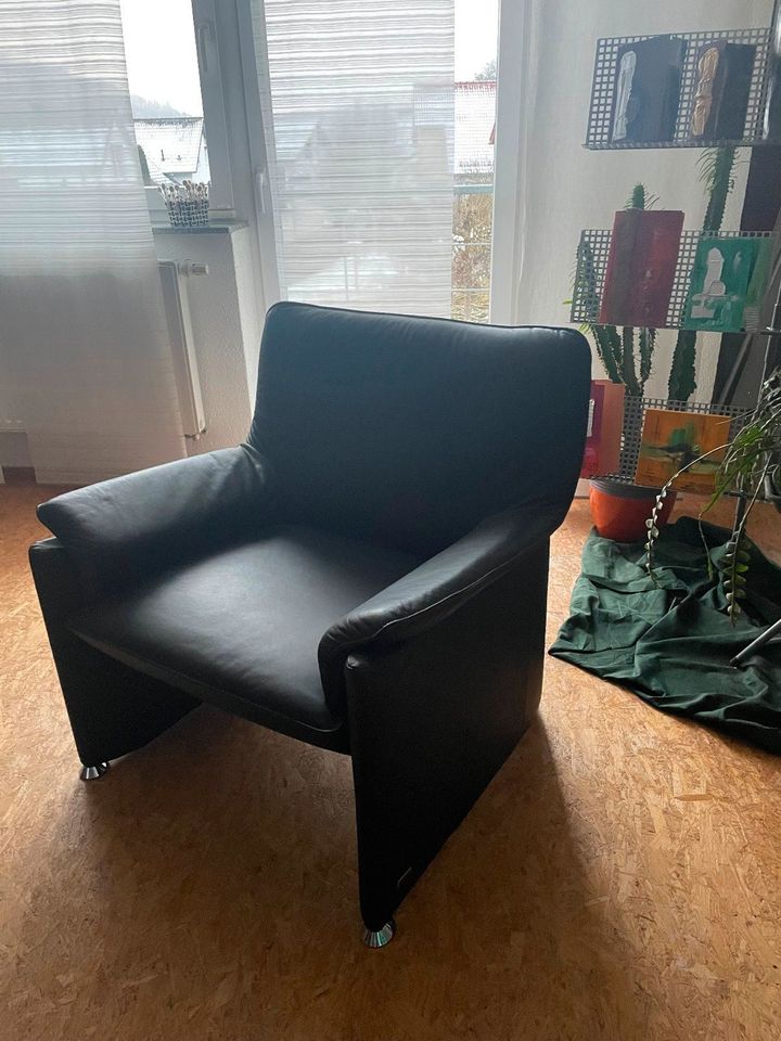 Laauser Plus Echtleder Sessel schwarz neuwertig in Schelklingen