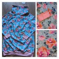 -SUPERSALE- Handmade Hoodie Pulli Blumen 46 48 Blumen türkis rosa Hessen - Feldatal Vorschau