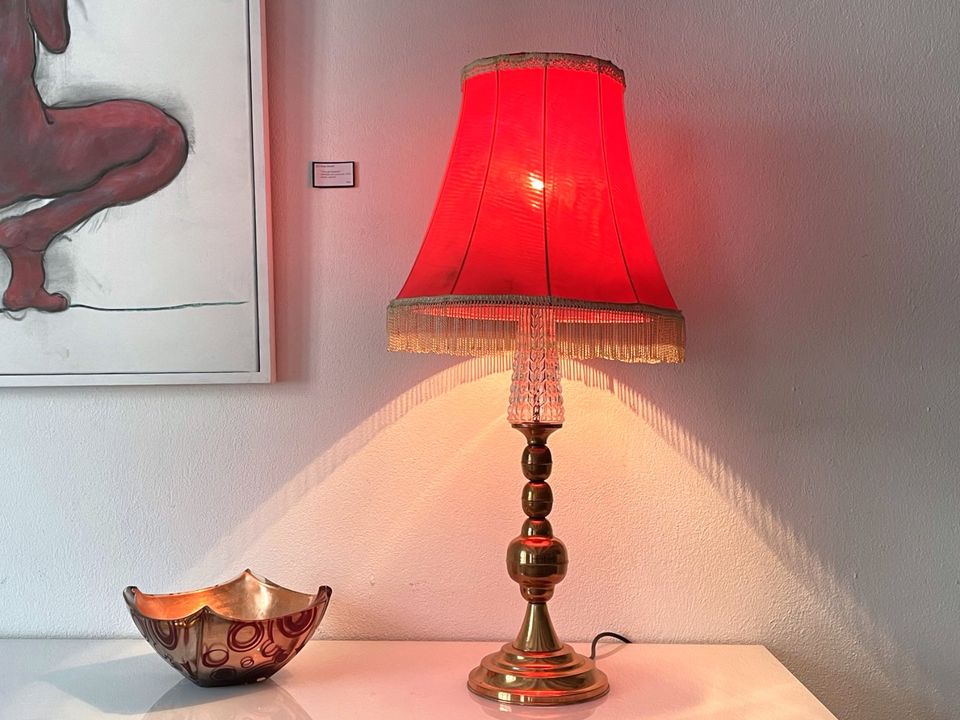 Tischlampe 87cm 70er J. Fransen Vintage Lampenfuß Glas Kristall in Dresden