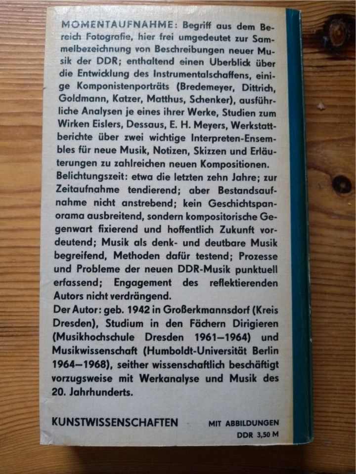 F. Schneider: Momentaufnahme. Notate zu Musik u. Musikern der DDR in Berlin