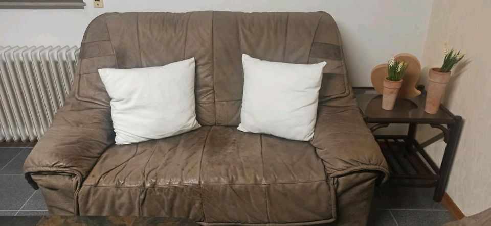 Sofa Couch Sitzgarnitur Büffelleder braun zu verschenken in Urbach