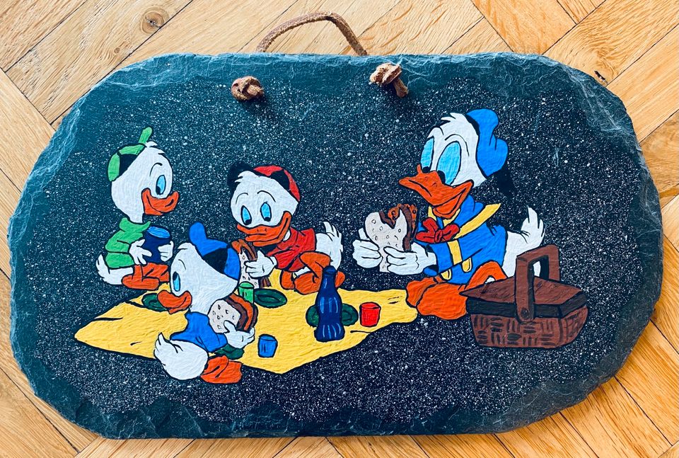 Ducktales, Donald Duck, Micky Maus, Schiefertafel, selbstbemalt in Bad Honnef