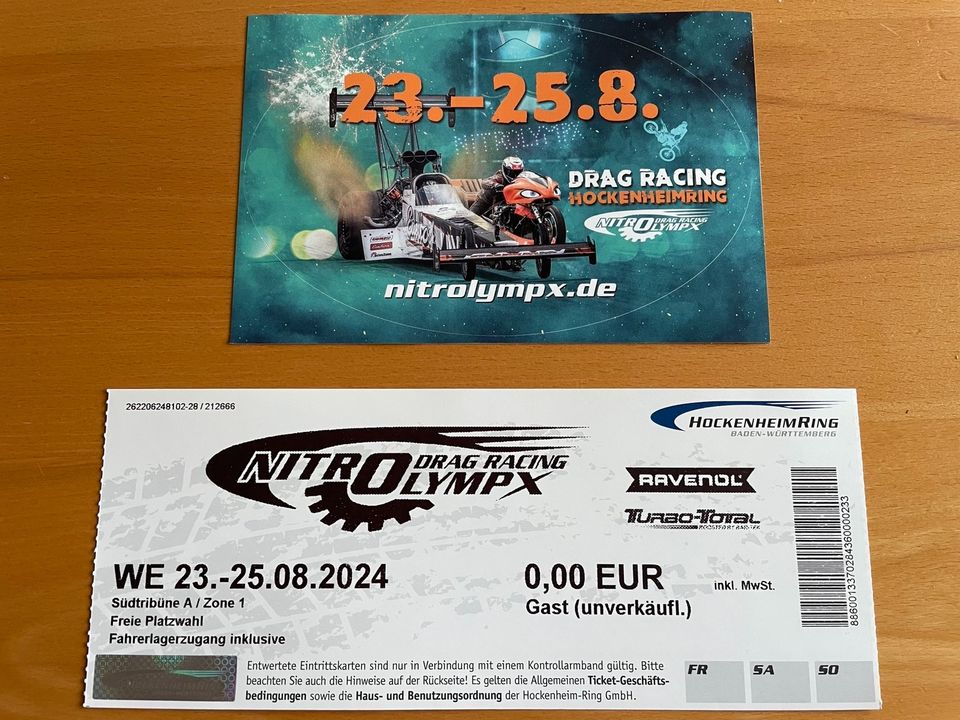 1 Wochenendticket Dragracing Hockenheimring 23.-25.08.2024 in Mülheim (Ruhr)