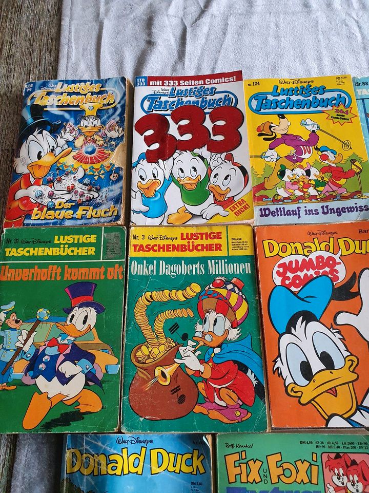 Taschenbücher,  Konvolut Donald Duck, Dagobert,  Fix und Foxi in Pappenheim