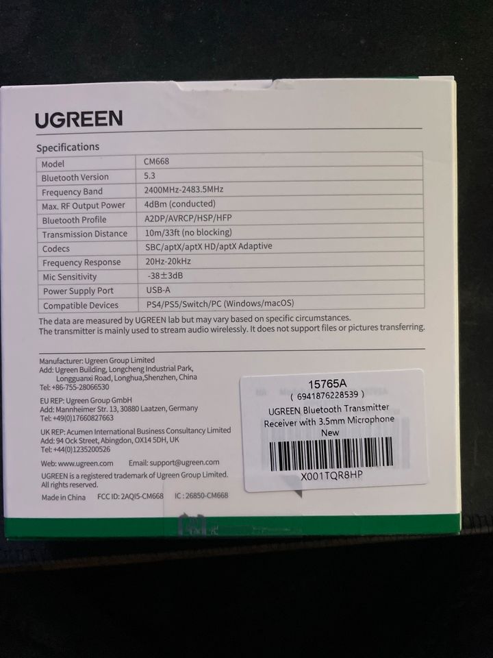 Ugreen Bluetooth 5.3 Transmitter in Thannhausen