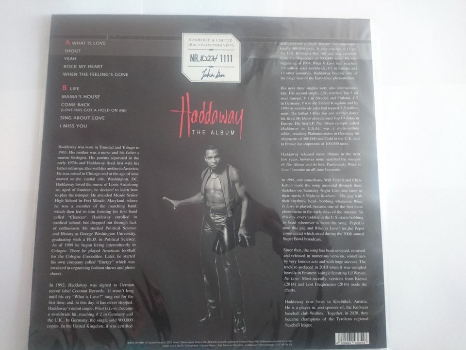 Haddaway-The Album-LP-Schallplatte-Vinyl- limitiert-neu in Kitzscher