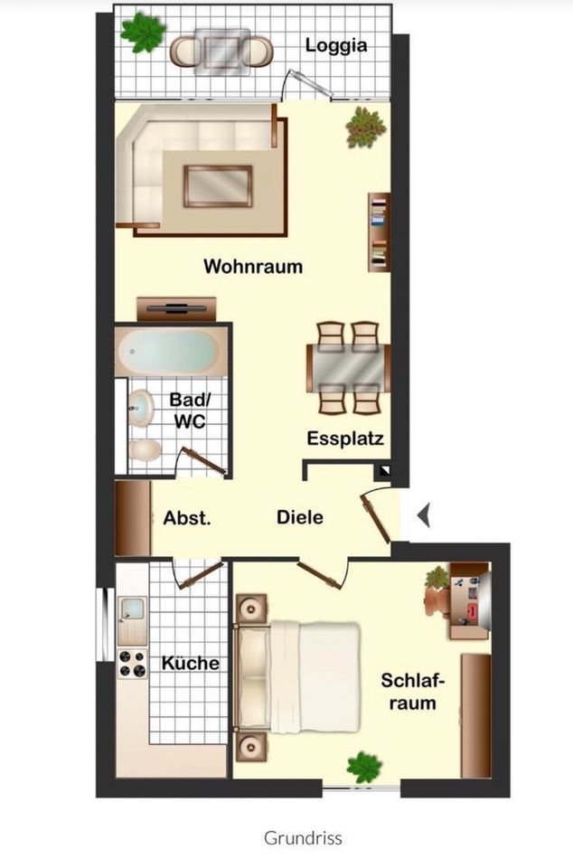 Sonnige 2-Zimmer Wohnung - großzügig geschnitten/renoviert/bezugf in Erkrath