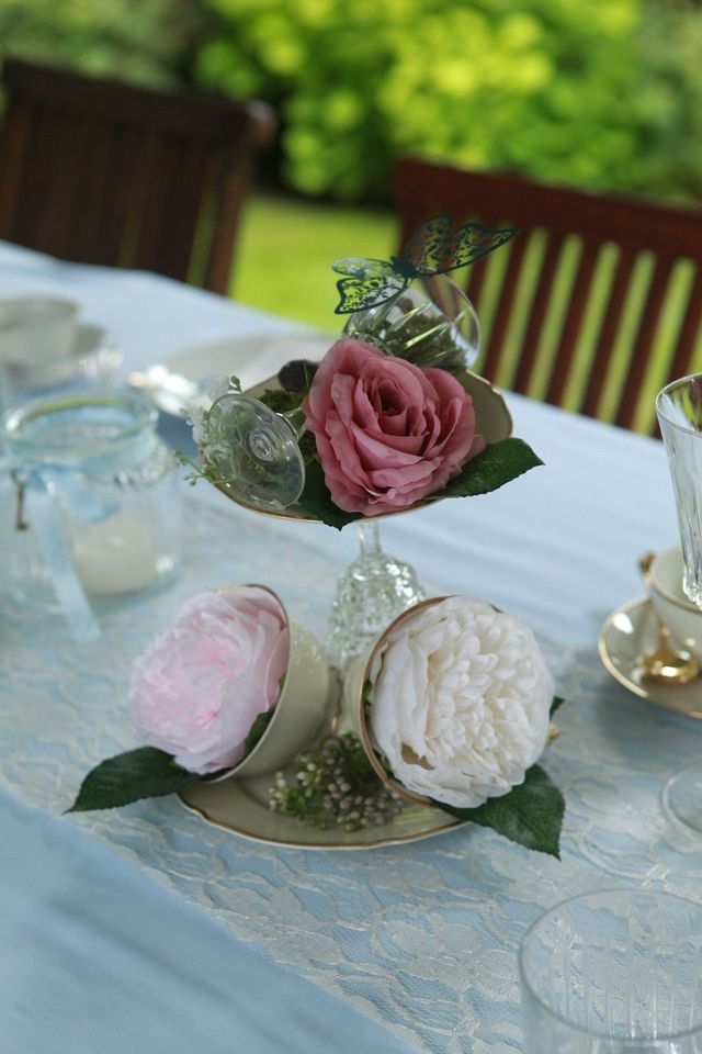 Blumen Gestecke, Tee Party, Hochzeit Deko, Alice im Wunderland in Lilienthal