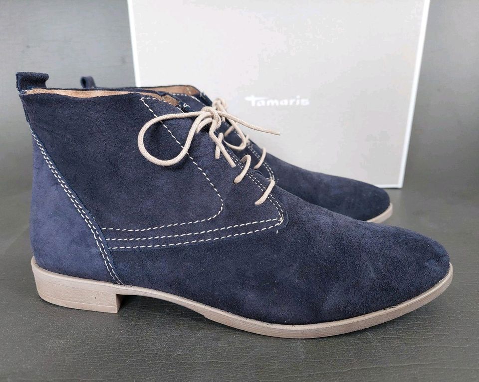 Tamaris Desert Chukka Boots Stiefeletten Schuhe Leder blau 40 in Goldbach