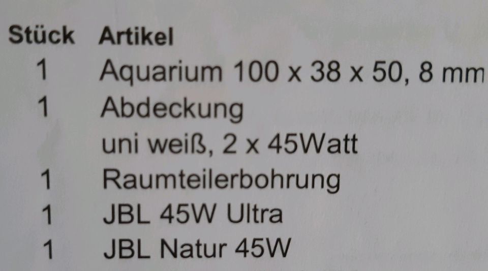 Großes Aquarium glas 100x38x50cm in Bexbach
