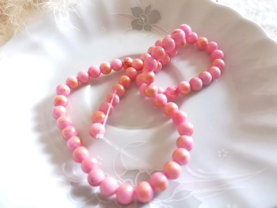 Künstliche Perlen 6mm - 1 Strang ca 60 Stück Farbe: Rosa in Bad Wimpfen