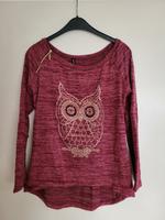3/4-Arm Pulli bordeaux mit Eule aus goldenen Steinchen Gr. 36 Bayern - Lichtenfels Vorschau