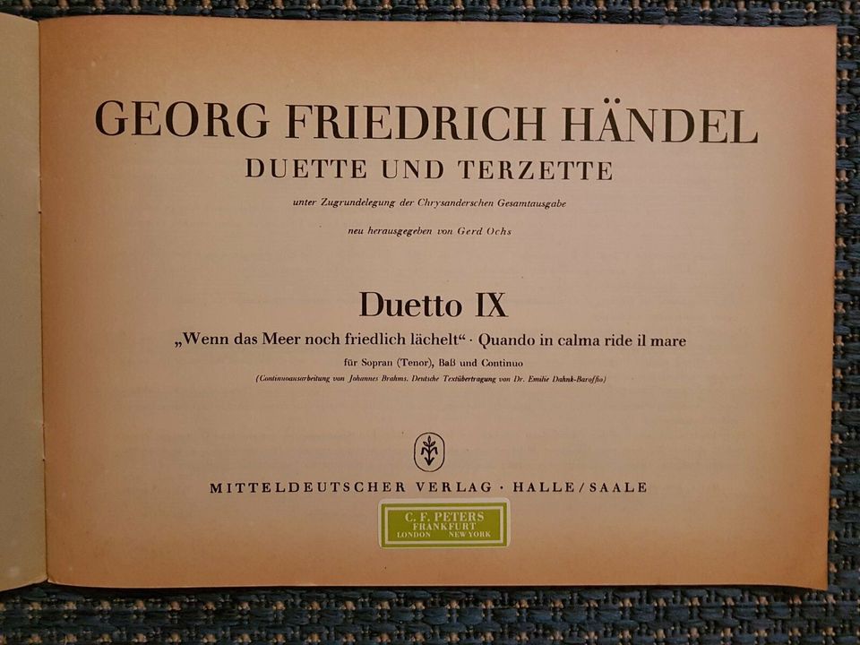 G.Fr. Händel: Duette und Terzette - Duetto IX "Quando in calma" in Hannover