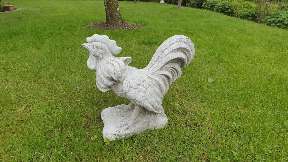 Steinguss Hahn große Gartenfigur 46cm hoch in Lindau