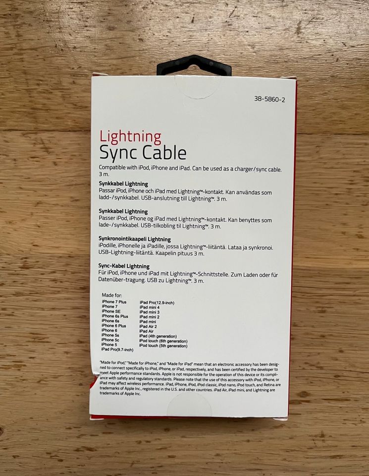 Ladekabel Apple - Lightning Sync Cable 3m in Hannover