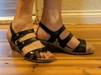 Sandalen schwarz Riemchen Keilabsatz Mitte - Wedding Vorschau