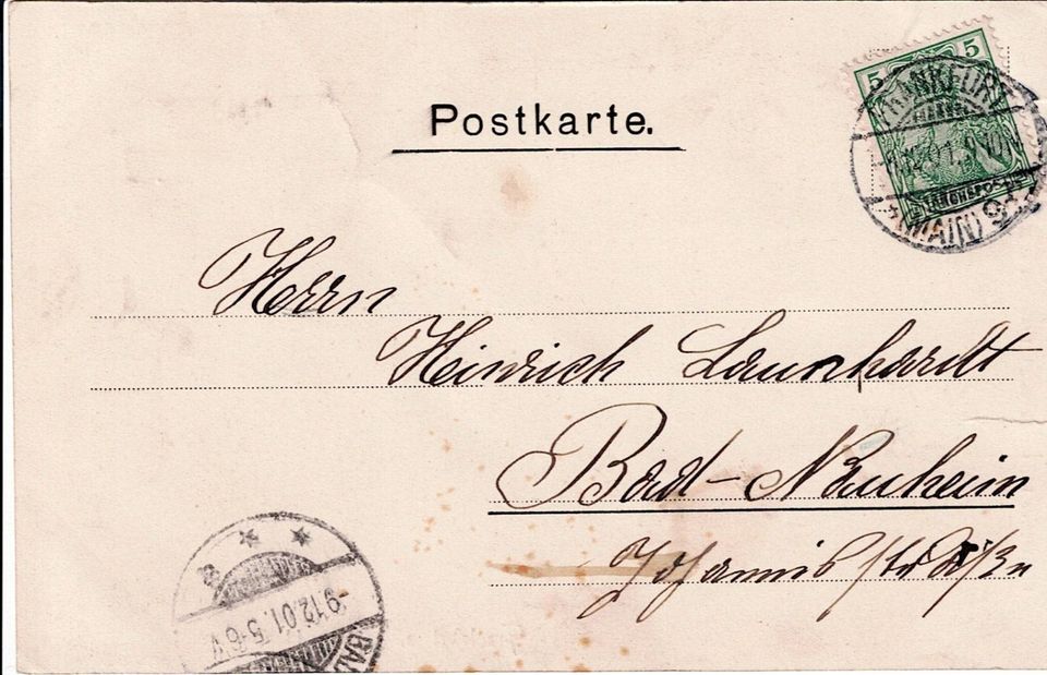 Alte AK Postkarte Frankfurt Main Hauptbahnhof gelaufen 1901 in Bad Nauheim