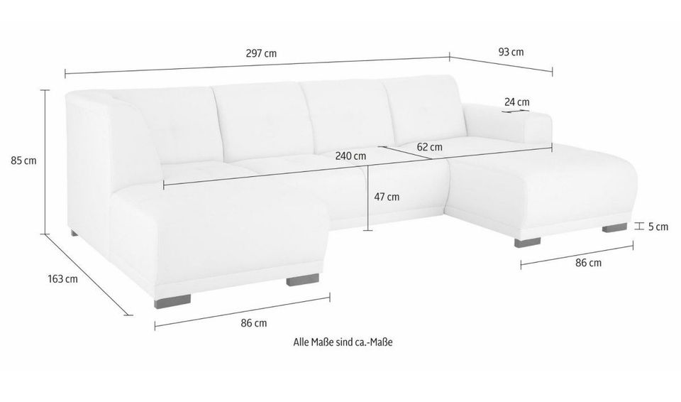 Wohnlandschaft Sofa u-form xxl 297 cm Anthrazit Webstoff NEU in Hamburg