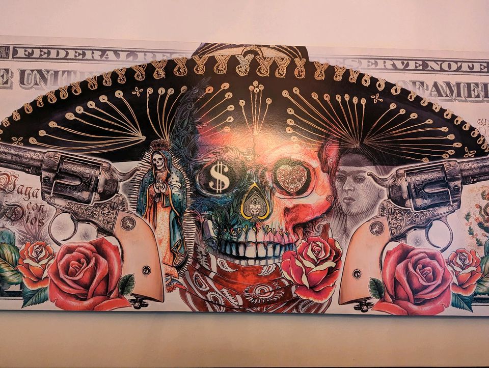 Limitiertes Wandbild, Dia de los muertos, Totenkopf in Otter