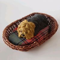 Tierfigur klein Yorkshire Terrier Hund im Korb Steinzeug Sachsen - Niederwürschnitz Vorschau
