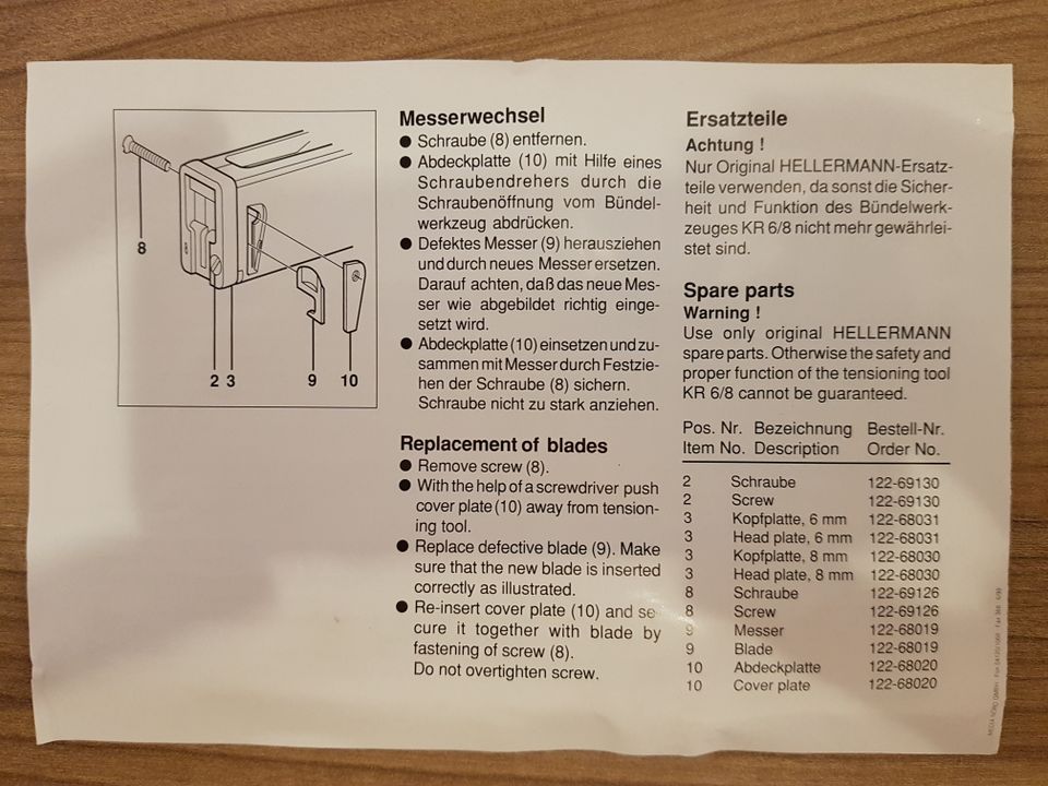 Hellermann Tyton KR 6/8 Bündelwerkzeug neu und ovp in Paunzhausen