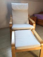 Ikea (?) Sessel mit Fußteil naturweiß Holz mit Stoffpolster Rheinland-Pfalz - Bretzenheim Vorschau