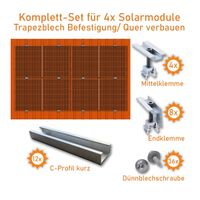 4x Solarpanel Halterung Montage-Set auf Trapezblech / horizontal Mecklenburg-Vorpommern - Torgelow Vorschau