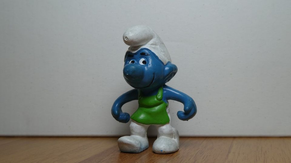 Schlumpf Smurf Figur Gärtner Schürze Schubkarre selten Peyo 40206 in Herne