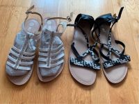 NEU Sommer Sandalen Gr. 38 C&A Echtleder, weiß, Strass / schwarz Düsseldorf - Pempelfort Vorschau