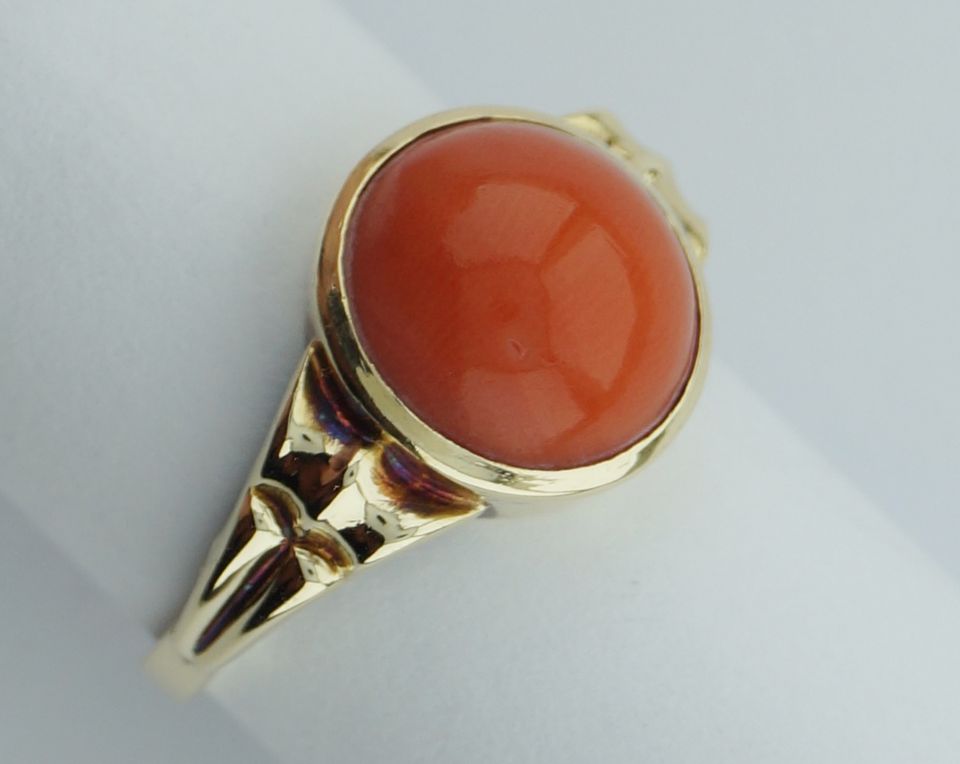Ring Gold 585 mit rotem Cabochon, Goldring in Friedelsheim