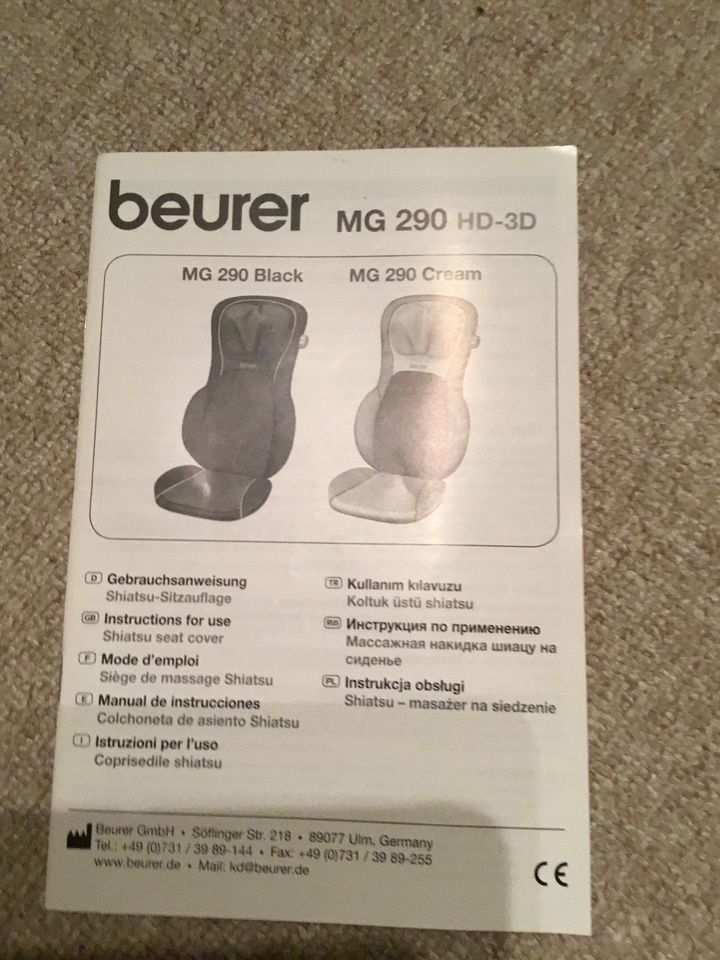 Beurer Shiatsu Massagesitzauflage MG 290 in Detern