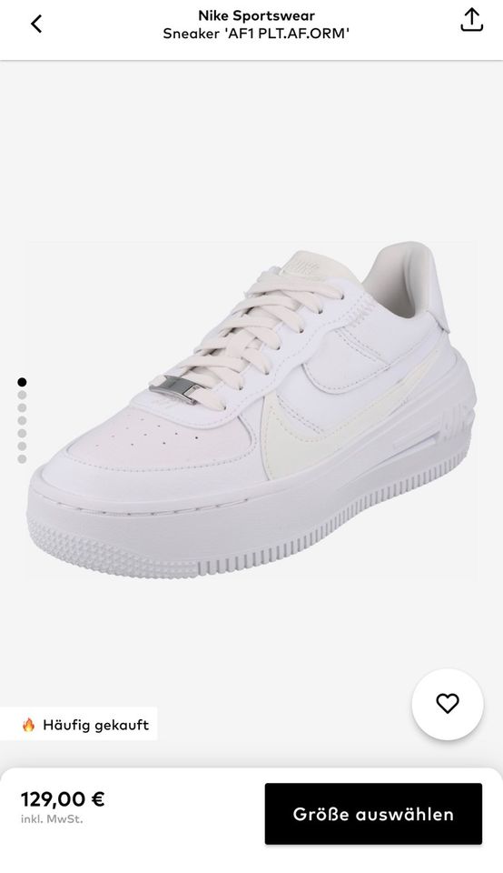 Nike Air Force 1 PLT.AF.ORM weiß 39 in Siegen